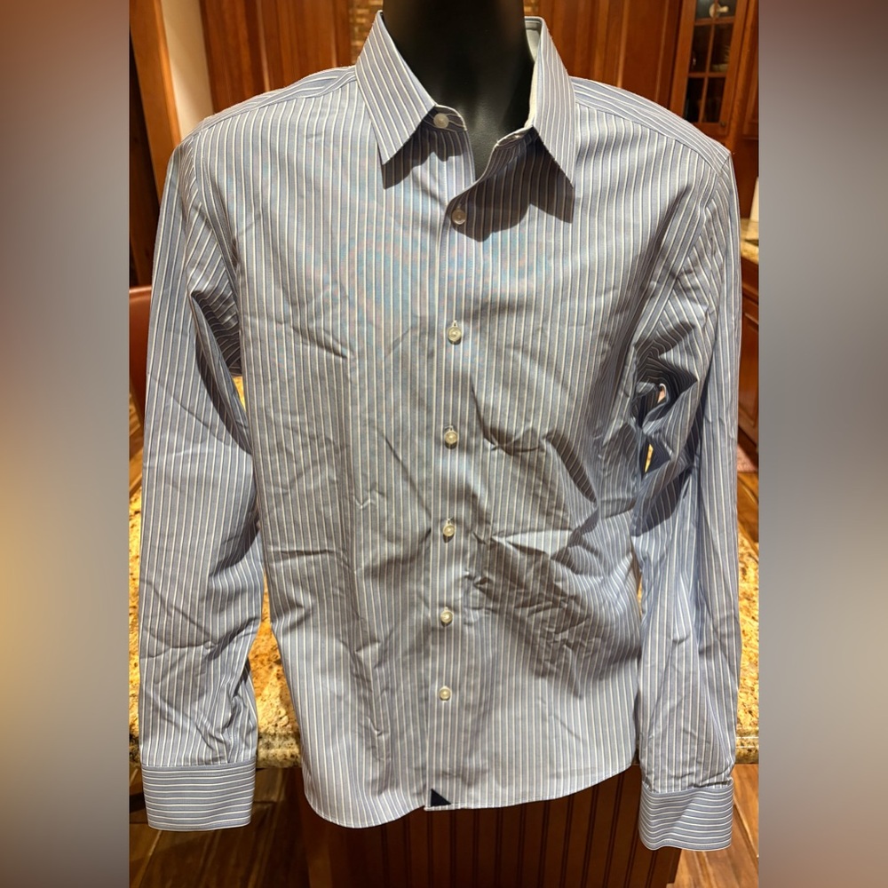 UNTUCKit Men's‎ Blue Striped Dress Shirt